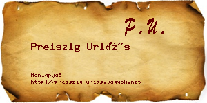 Preiszig Uriás névjegykártya